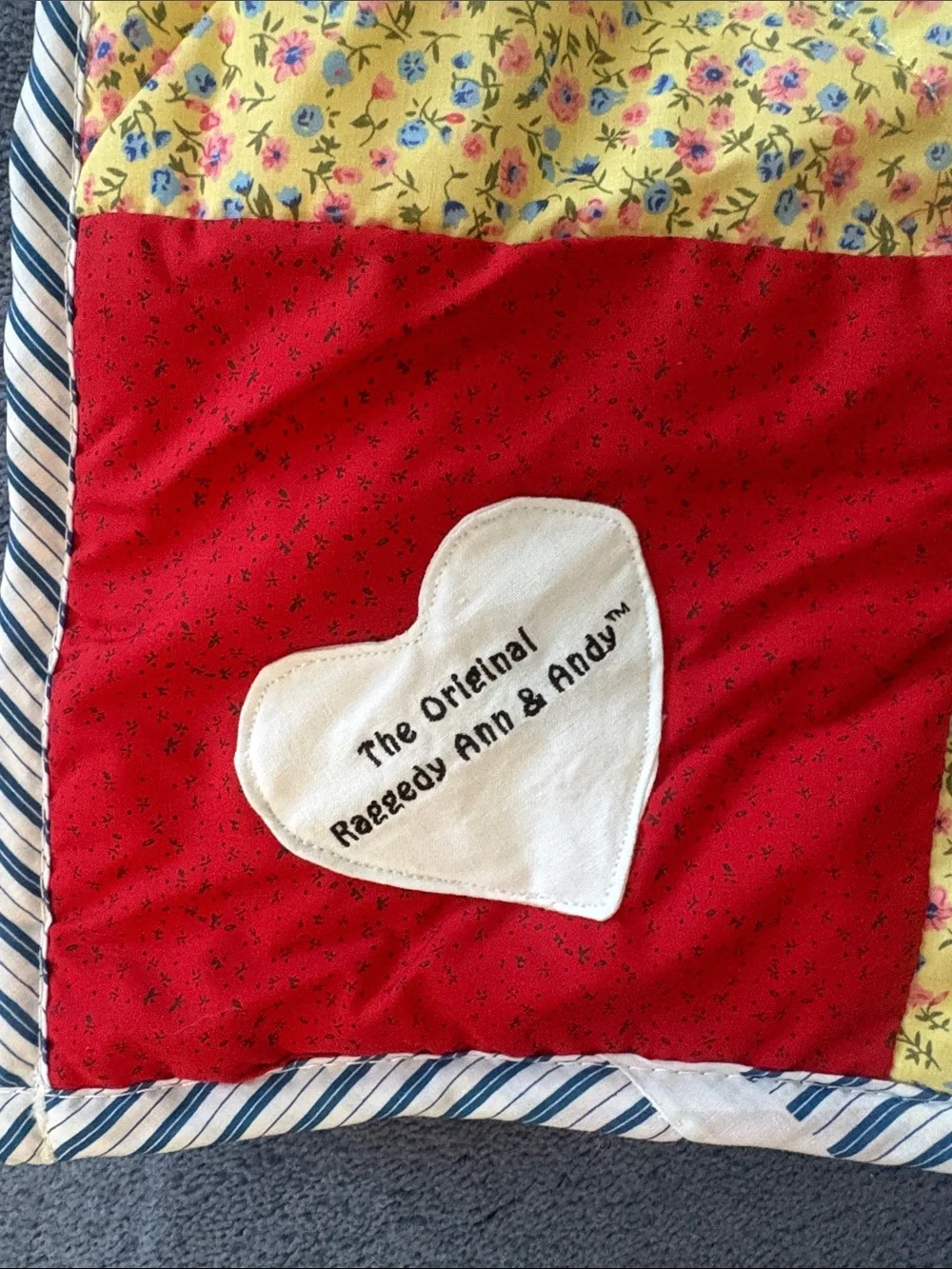 Raggedy Ann and Andy Patchwork Quilt in Red and Cream